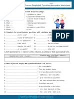 Present Simple WH Questions Interactive Worksheet