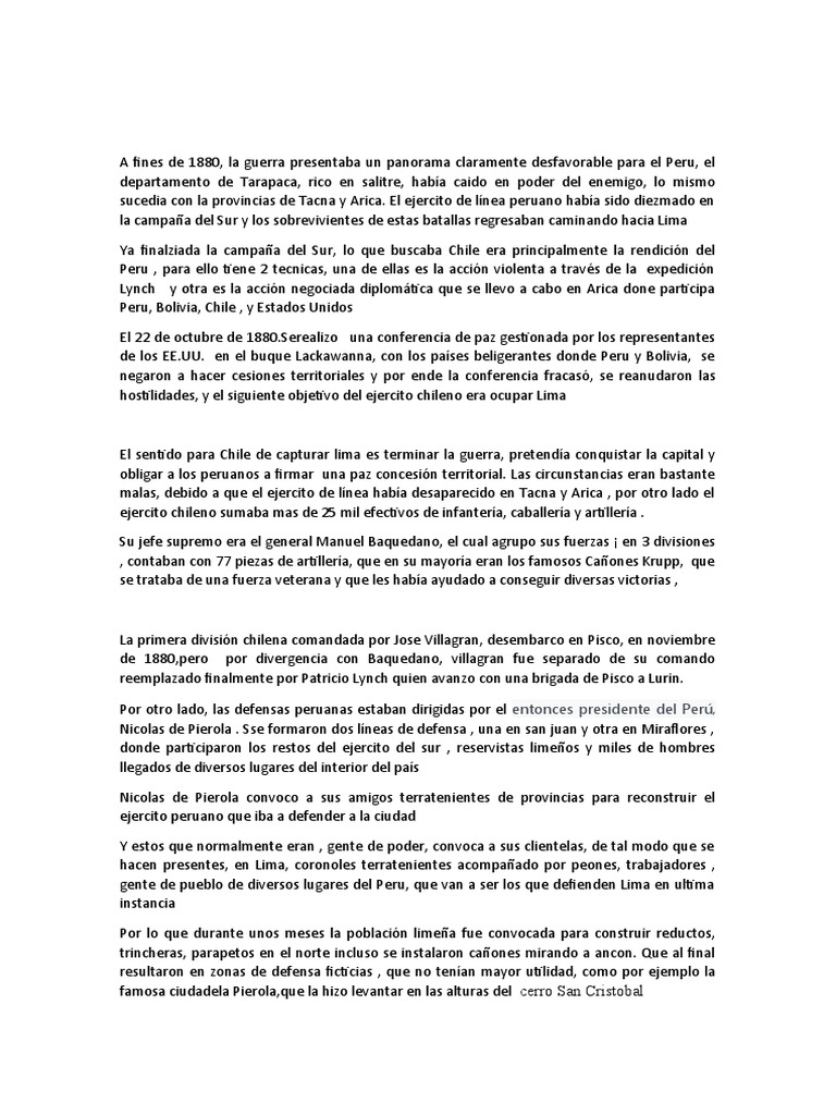 Batallas de San Juan y Miraflores 1881 | PDF | Conflictos del segundo ...
