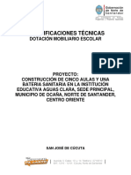 Especificaciones técnicas para dotación de mobiliario escolar