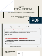 UNIT-3 Numerical Methods: Title: Mathematics For Mechanical Engineers