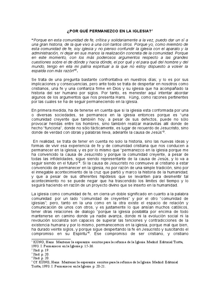 Razones para Permanecer en la Iglesia | PDF | Iglesia Católica | Fe
