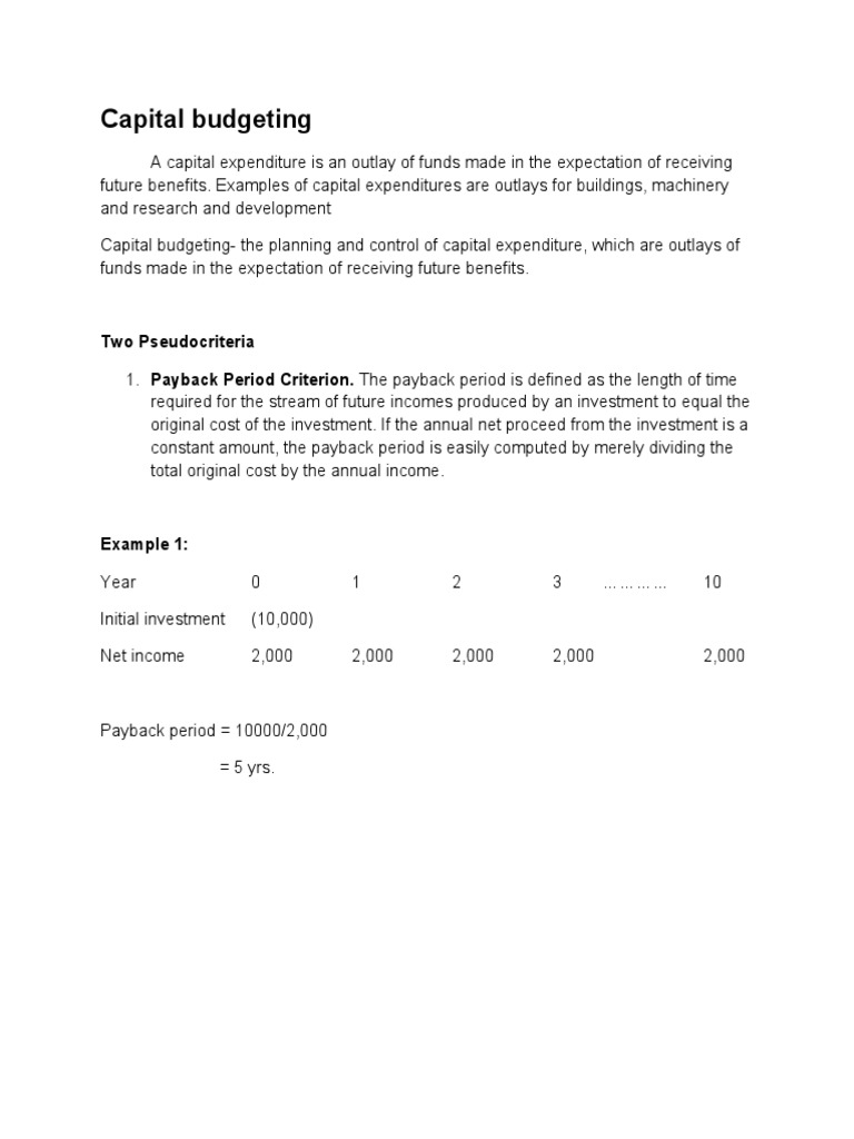 Understanding Capital Budgeting Methods | PDF | Cost Of Capital ...