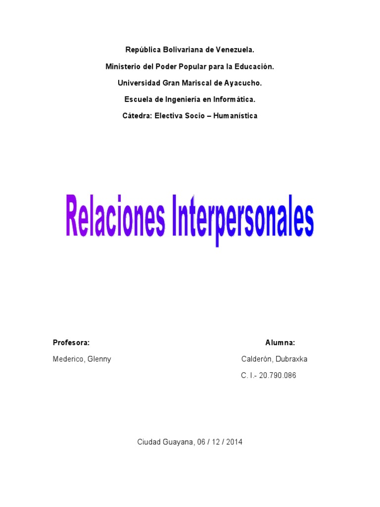 Relaciones Interpersonales | Descargar gratis PDF | Relaciones ...