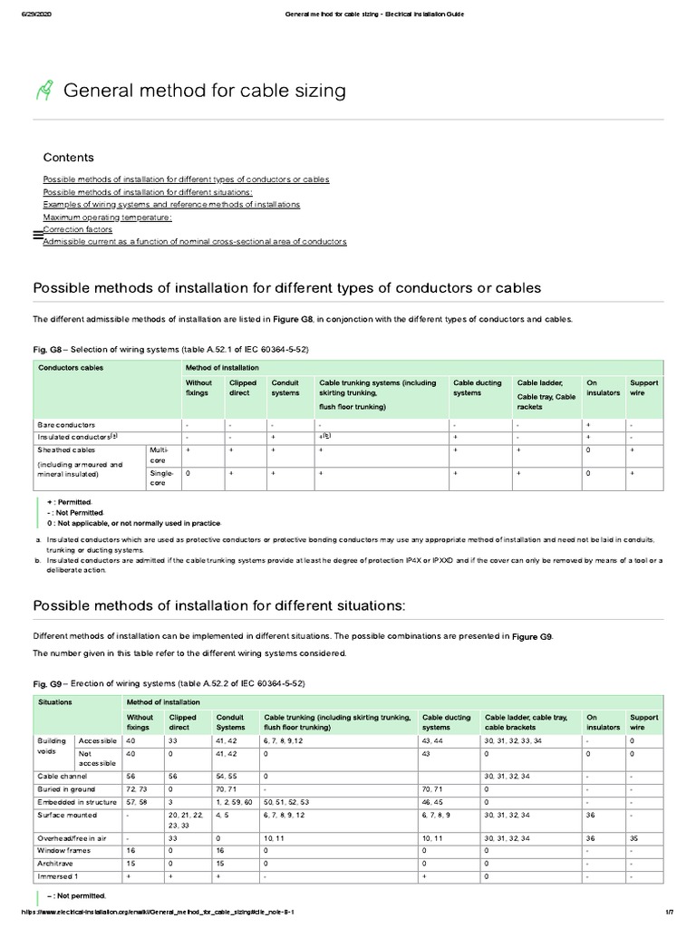 General Method For Cable Sizing Electrical Installation Guide PDF