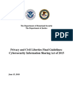 Privacy and Civil Liberties Final Guidelines: Cybersecurity Information Sharing Act of 2015