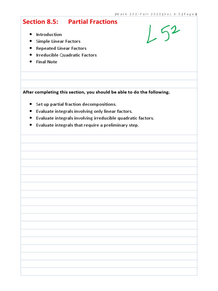 Math-102-Section-8.5-L52-with Solution | PDF | Factorization ...