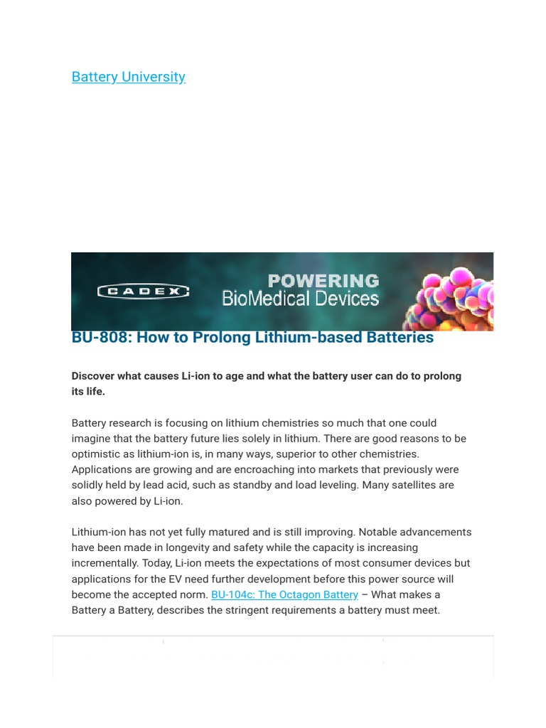 How To Prolong LithiumBased Batteries Battery University PDF PDF