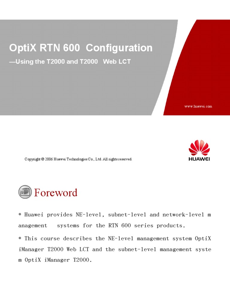 OptiX RTN 600 Configuration-Using T2000 and T2000 Web LCT | PDF | World ...