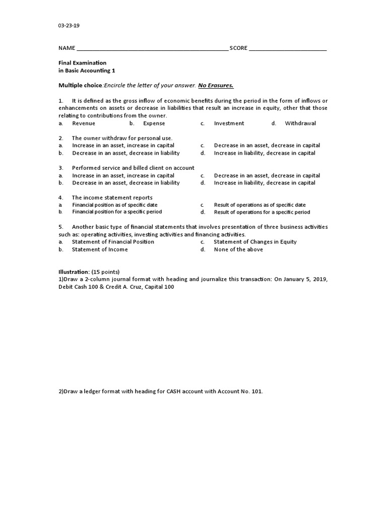 Basic Accounting 1 Midterm Exam | PDF