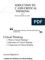 Introduction To Logic and Critical Thinking: Phi 1 Reference: Bachhuber SJ, Andrew