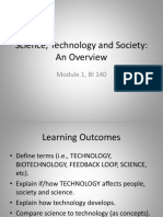 Science, Technology and Society: An Overview: Module 1, BI 140