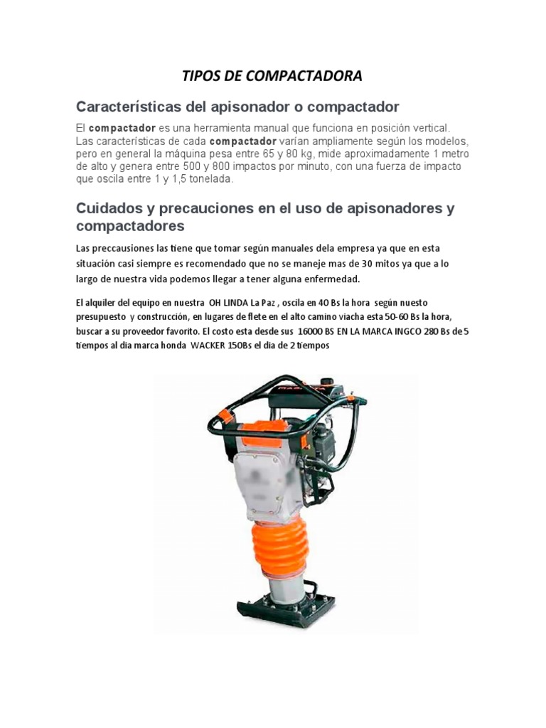 Tipos de Compactadora | PDF | Science | Tecnología (general)