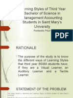 Learning Styles of Third Year Bachelor of Science in Management Accounting Students in Saint Mary's University