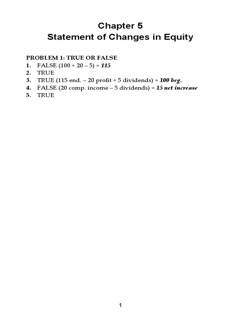 Sol. Man. - Chapter 5 - Statement of Changes in Equity | PDF