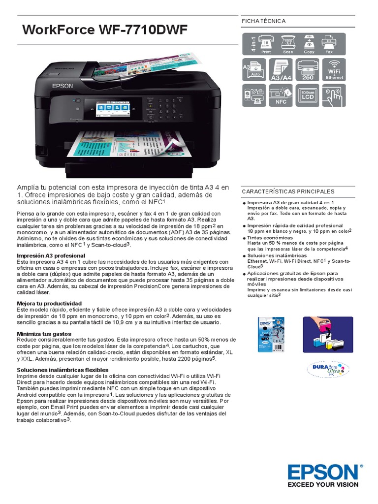 Ficha Tecnica Epson Workforce WF 7710dwf A3 | PDF | Science ...