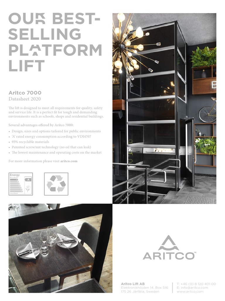 Our Best-Selling Platform Lift: Aritco 7000 | PDF | Elevator | Nature