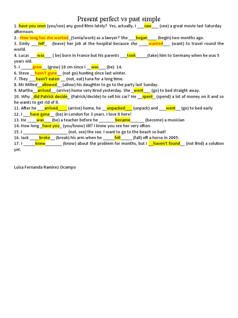 Present Perfect vs Past Simple Guide | PDF