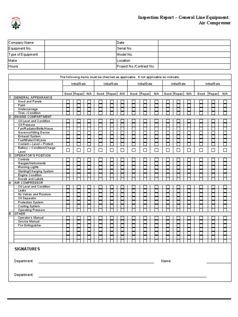 Air Compressor Inspection Guide | PDF