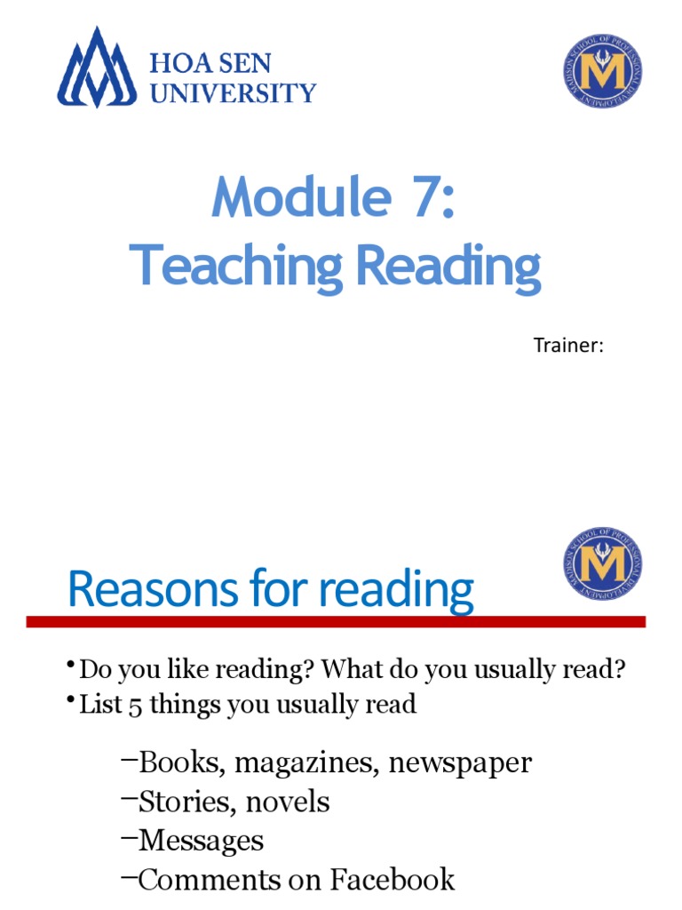 Module 7 Teaching Reading PDF Speed Reading Reading Comprehension