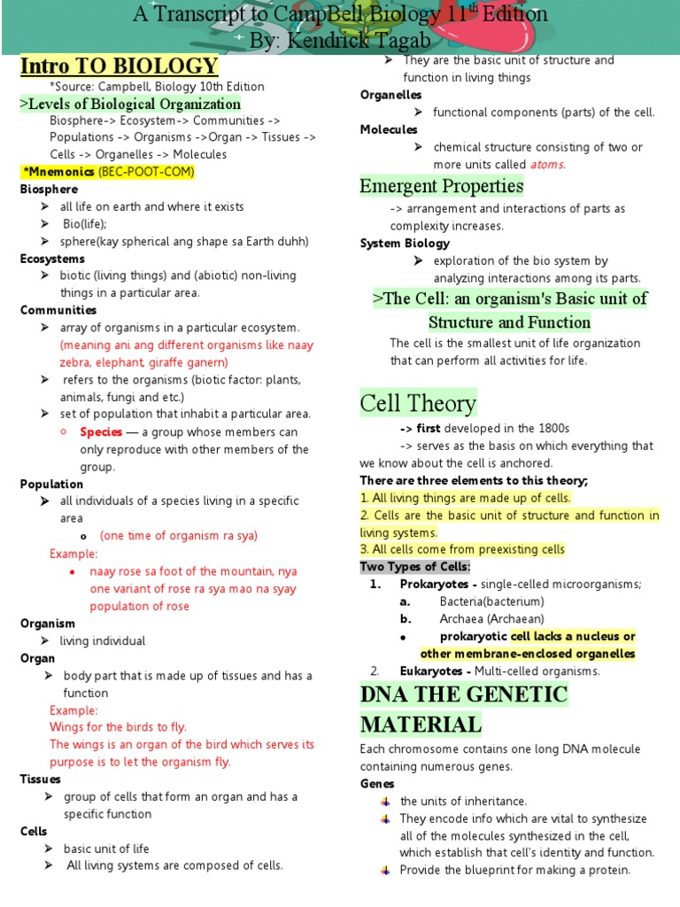 Intro To Biology: Cell Theory | PDF | Cell (Biology) | Gene