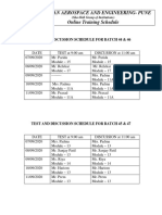 Test and Discussion Schedule