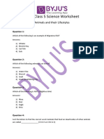 CBSE Class 5 Science Animals Lifestyles Worksheet