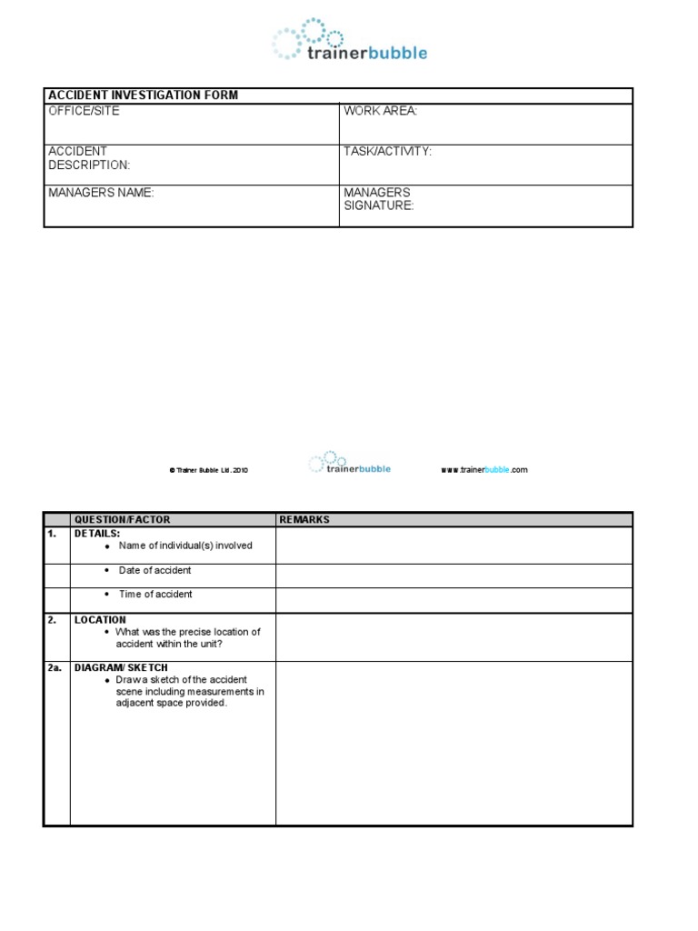 Sample - Accident Investigation Form | PDF | Nature | Business