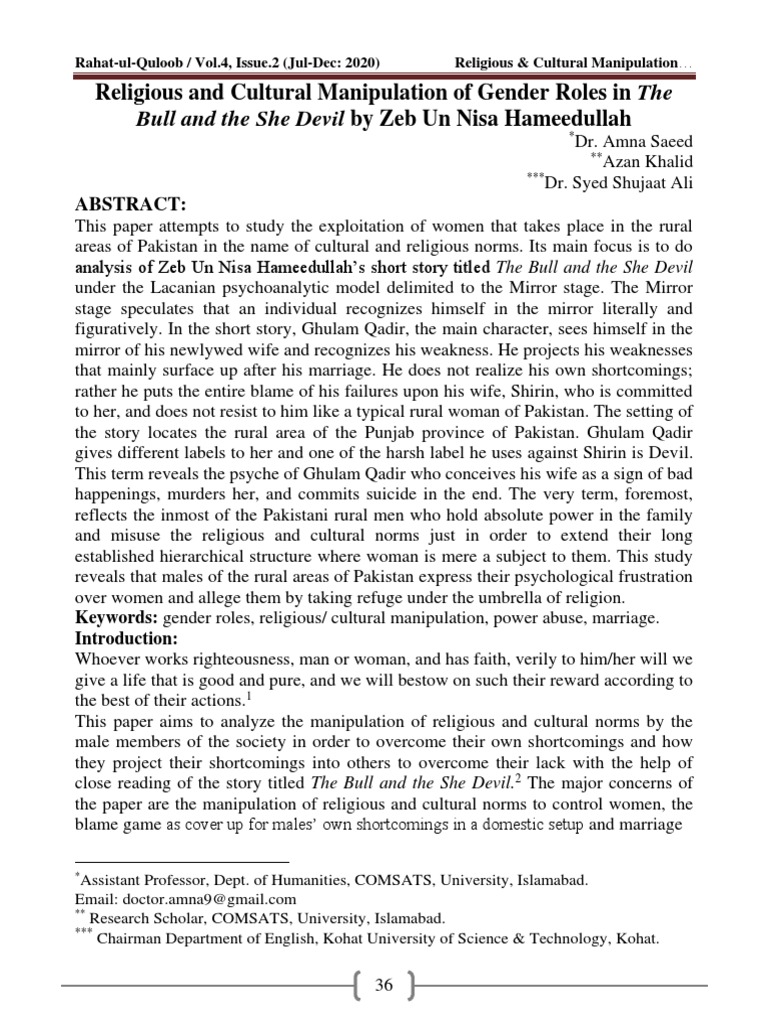 Gender Role Manipulation in Pakistan's Culture | PDF | Patriarchy | Gender