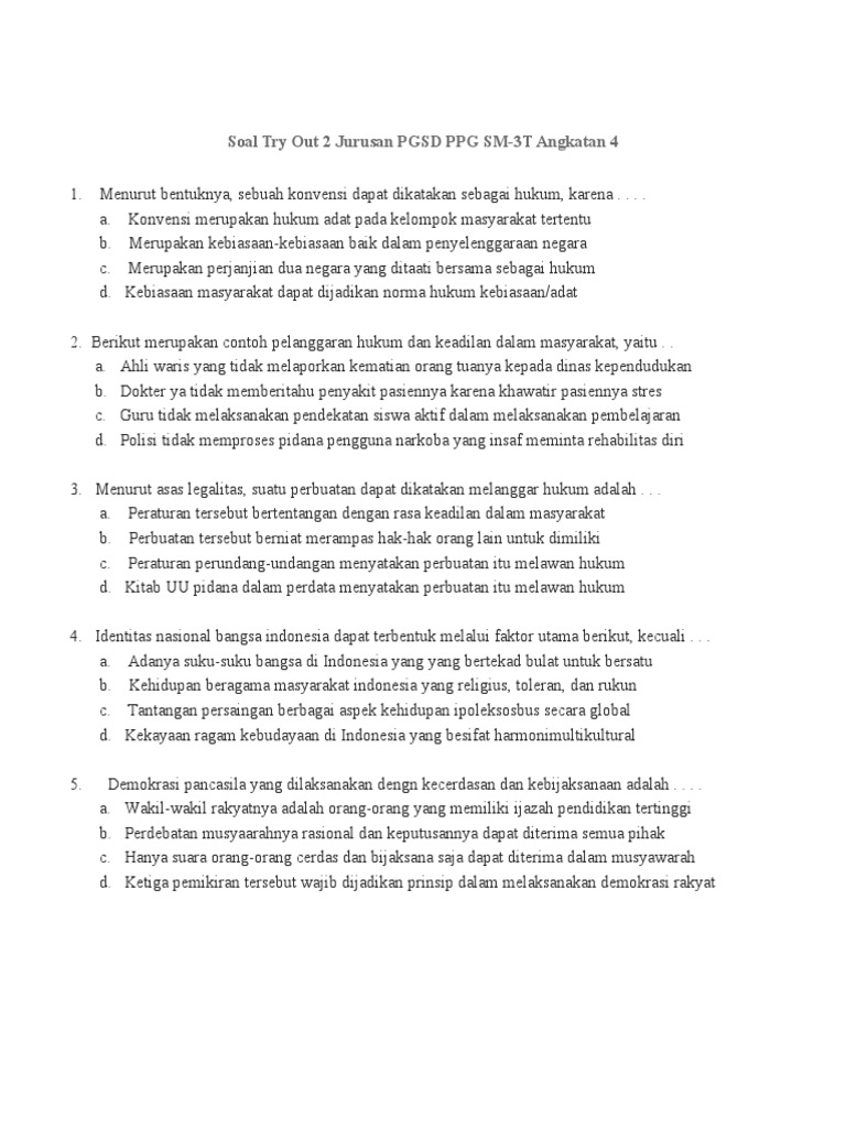 Soal try out 2 jurusan pgsd ppg sm pdf