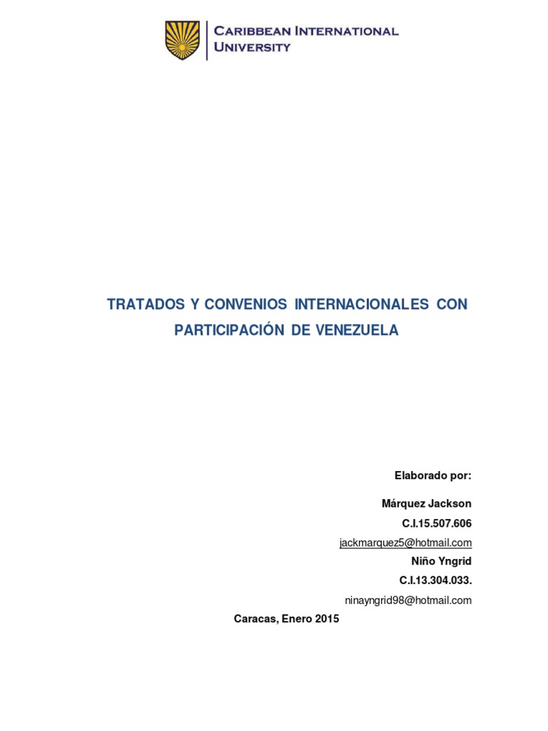 Tratados de Venezuela PDF Relaciones internacionales Política