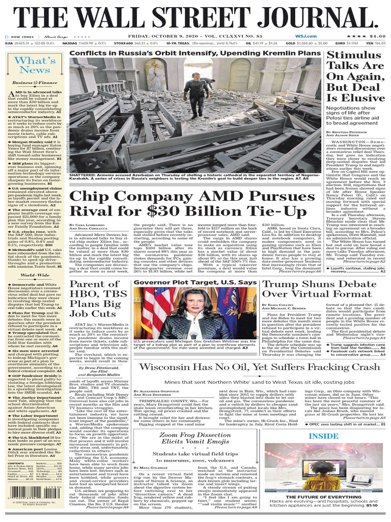 The Wall Street Journal 09 10 Pdf Advanced Micro Devices Unemployment