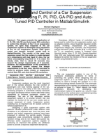 Modeling and Control of A Car Suspension System Using P, PI, PID, GA-PID and Auto-Tuned PID Controller in Matlab/Simulink