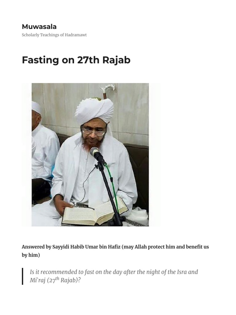 Fasting on 27th Rajab Explained | PDF | Religion & Spirituality