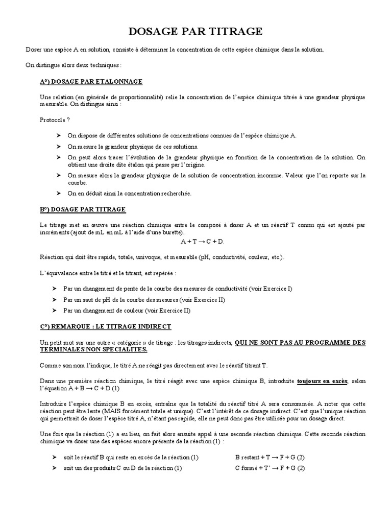 Dosage et titrage en chimie analytique | PDF | Titrage | Chimie