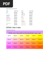 HTML Color Chart With 216 Web Safe HTML Color Codes