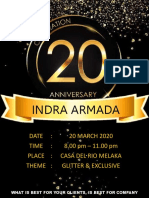 Indra Armada: Date: 20 MARCH 2020 Time: 8.00 PM - 11.00 PM Place: Casa Del Rio Melaka Theme: Glitter & Exclusive
