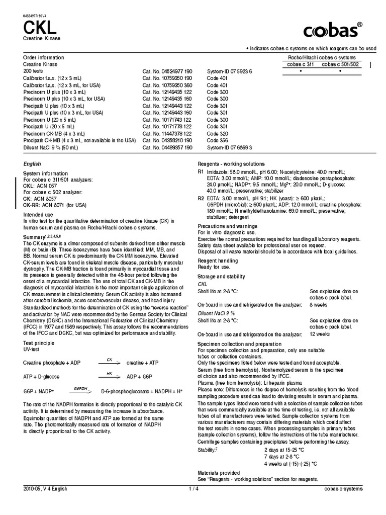 20110503CK Cobas | PDF | Calibration | Chemistry