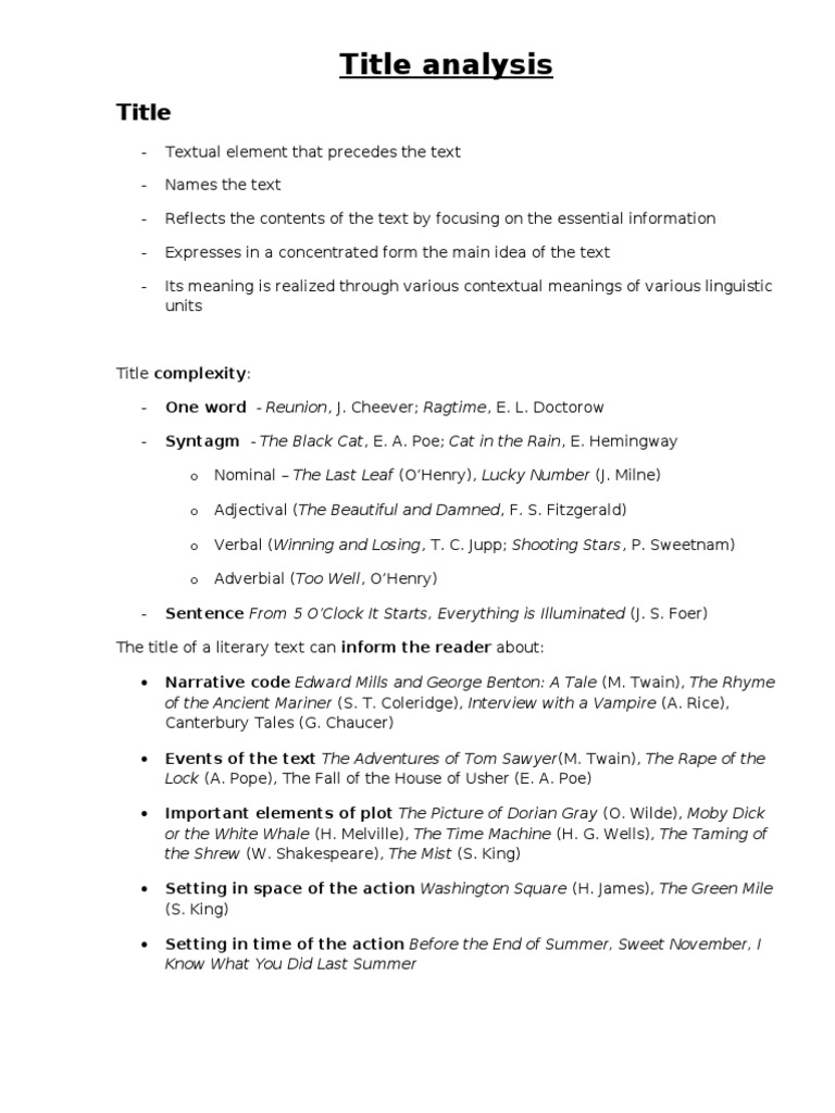 Understanding Title Analysis | PDF | Moby Dick