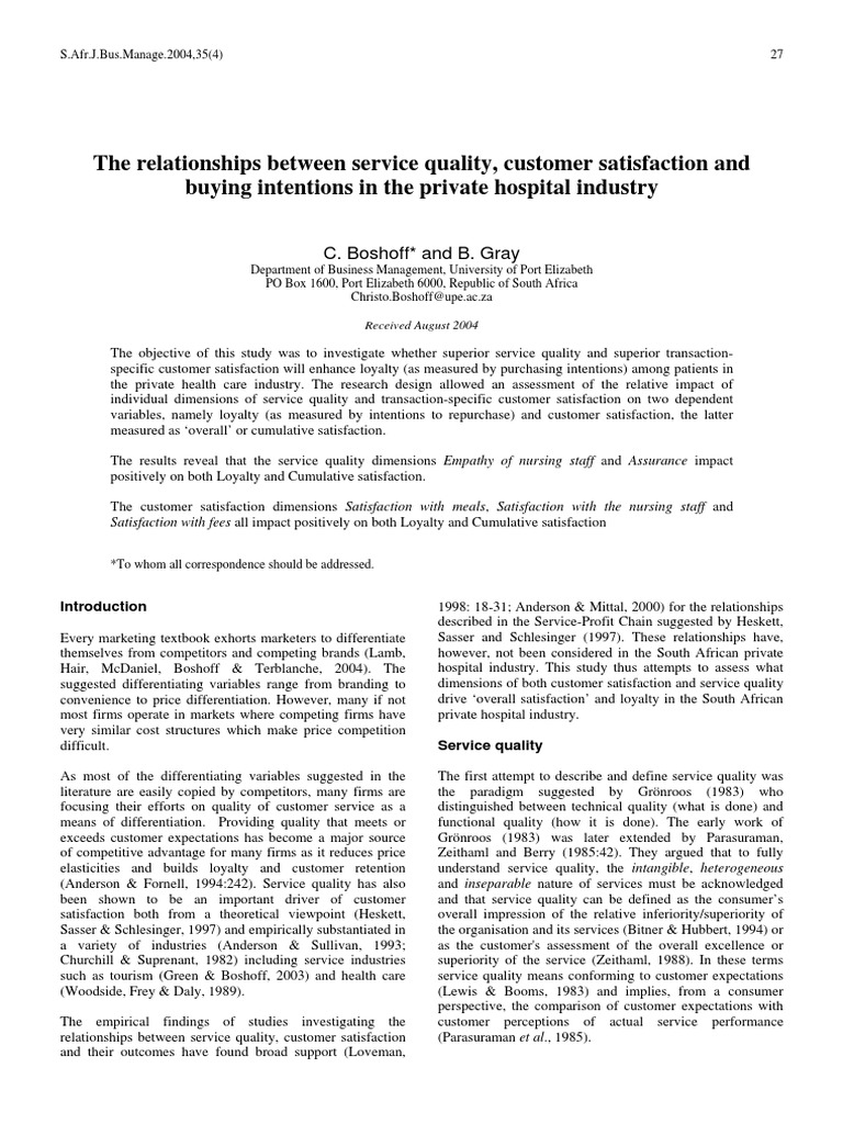 The Relationship Between Service Quality Customer | PDF | Customer ...