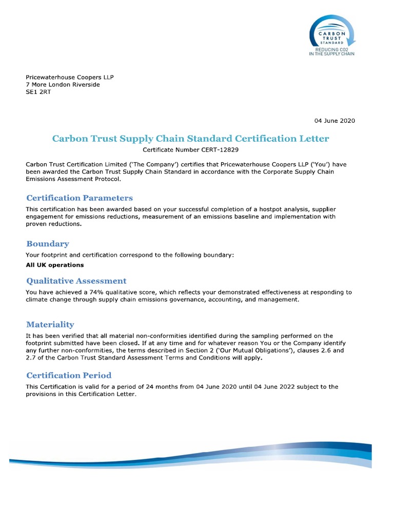 Carbon Trust Certification Details | PDF