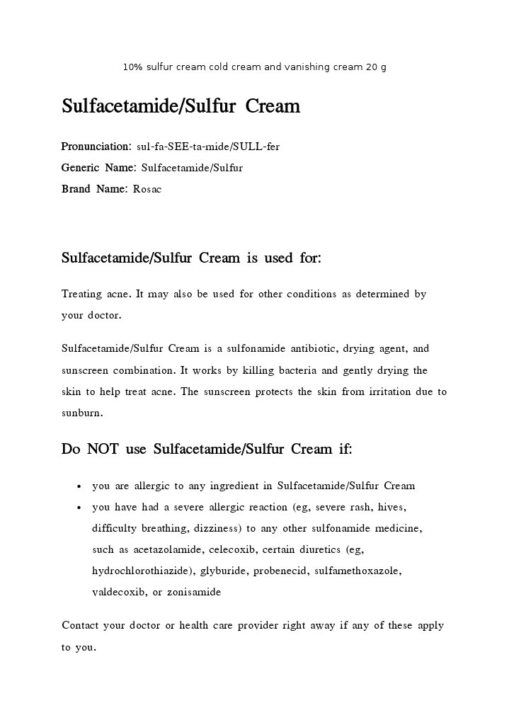 sulfacetamide sulfur cream