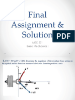 Final Assignment & Solution: MEC 231 Basic Mechanics I