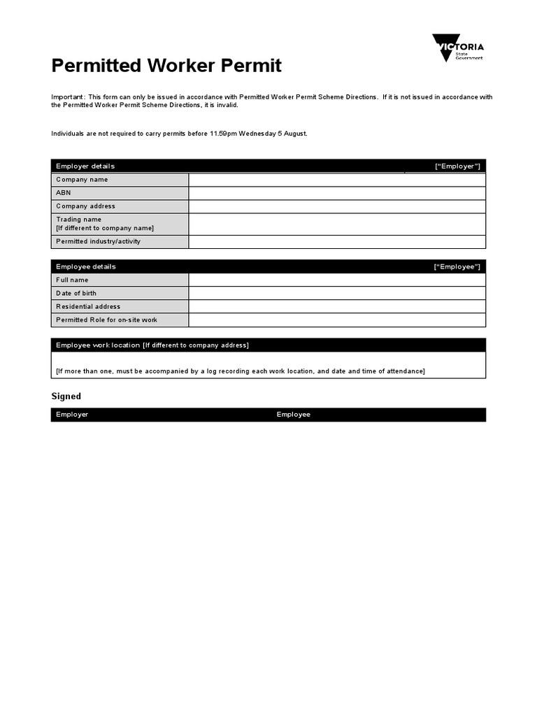 Permitted Worker Permit Guide | PDF | Employment | Occupational Safety ...
