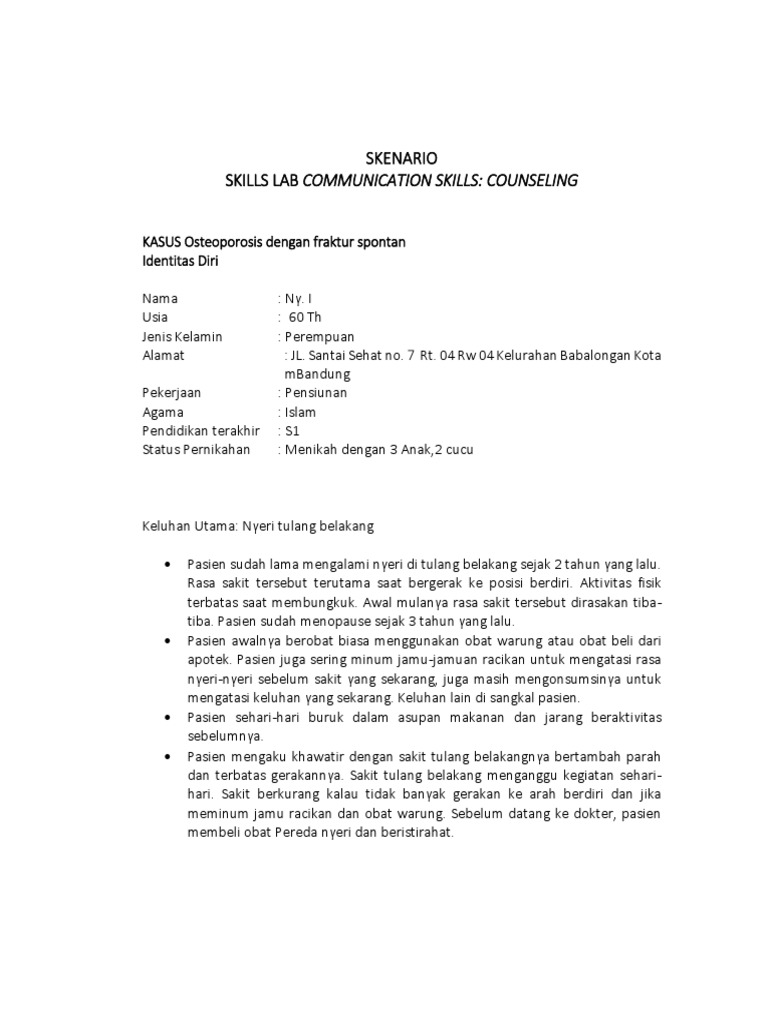 SKENARIO Osteoporosis With Spontaneous Fracture (Konseling) Pro