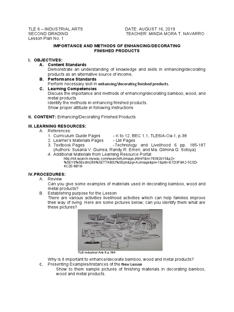 TLE VI K 12 LESSON PLAN INDUSTRIAL ARTS All IA LPs Compiled 2017 176 1