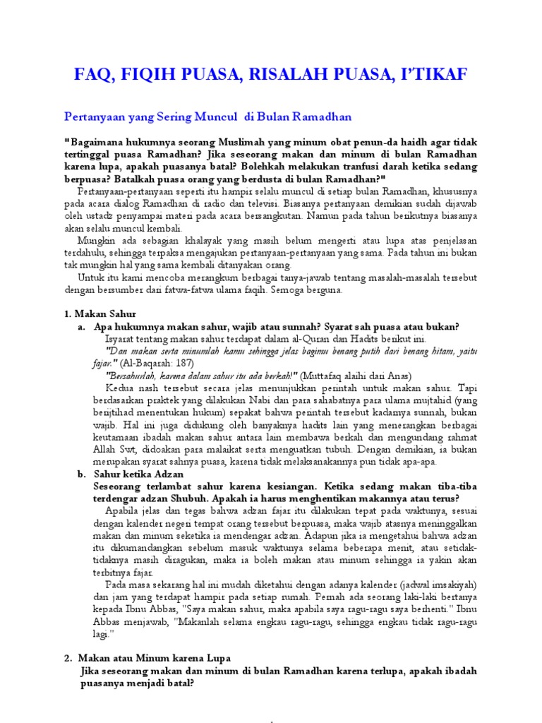 Tanya Jawab Puasa