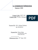 Mid Term Assignment Submission: Course Code: MGT 401 Course Title: Project Management