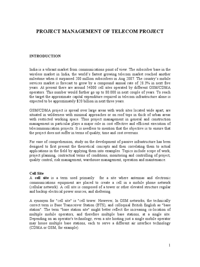 Project Management of Telecom Project-C | PDF | Cellular Network ...