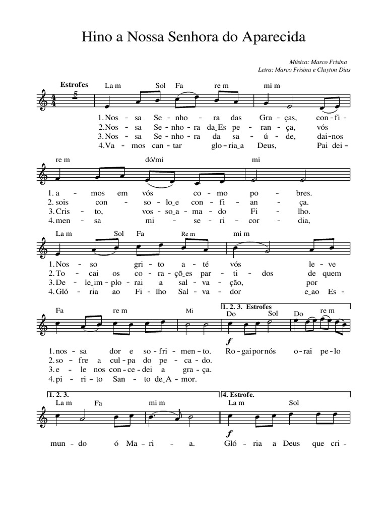 Hino A Nossa Senhora Do Aparecida | PDF | Natureza