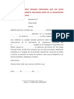 MODELO 35.- ESCRITO DEJANDO CONSTANCIA ACTOS PROCESALES VALIDAMENTE REALIZADOS DECLINATORIA CONSE